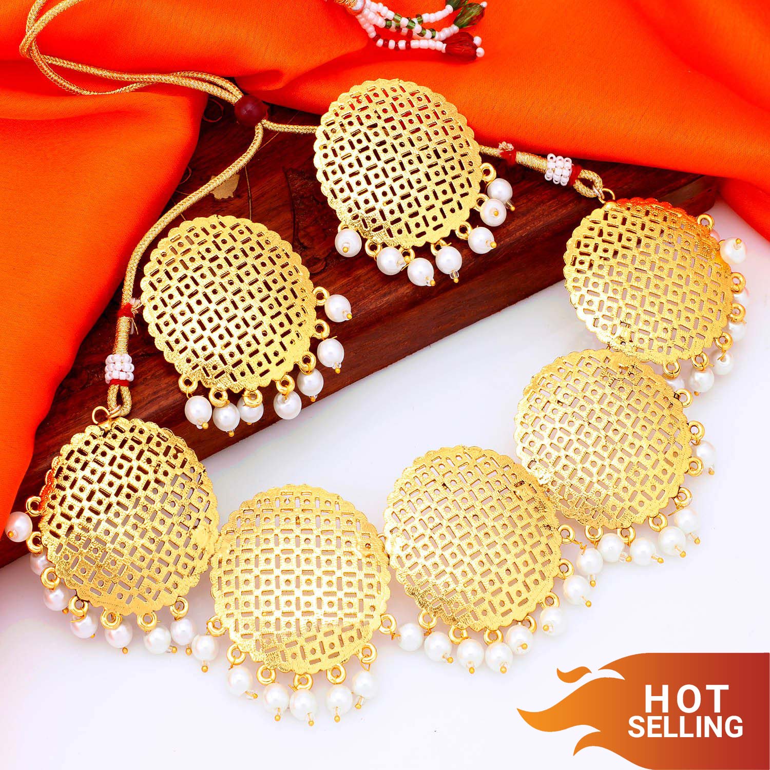 Sukkhi Classic Gold Plated Pearl Choker Necklace Set For Women