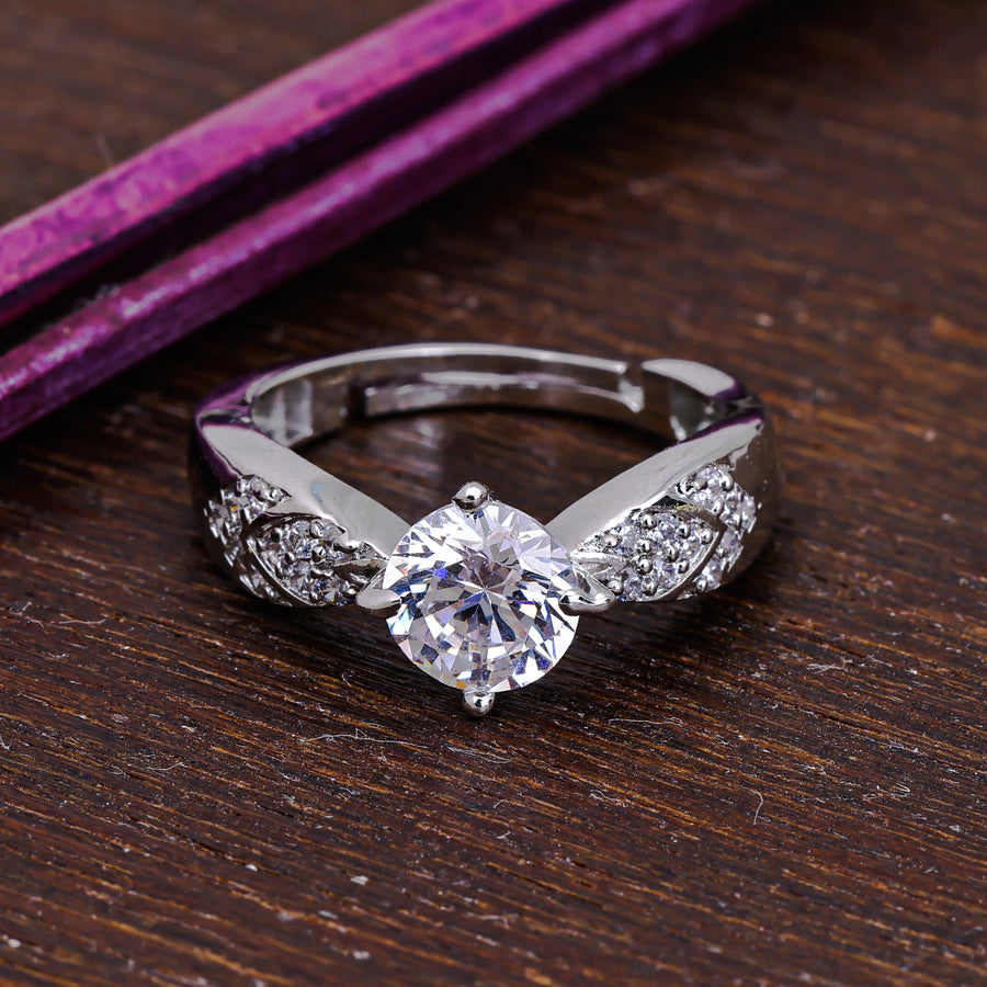 Pissara by Sukkhi Fashionable 925 Sterling Silver Cubic Zirconia Finger Ring For Women And Girls|with Authenticity Certificate, 925 Stamp & 6 Months Warranty