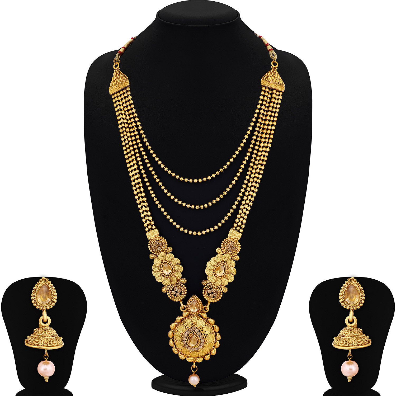 Sukkhi Traditional Gold Plated Long Haram Dual Necklace Set for women