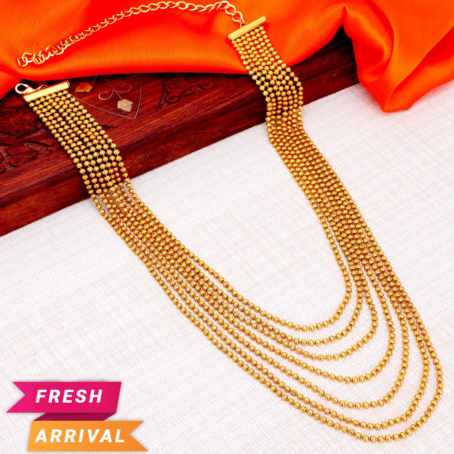 Sukkhi Ritzy 7 String Gold Plated Necklace For Women