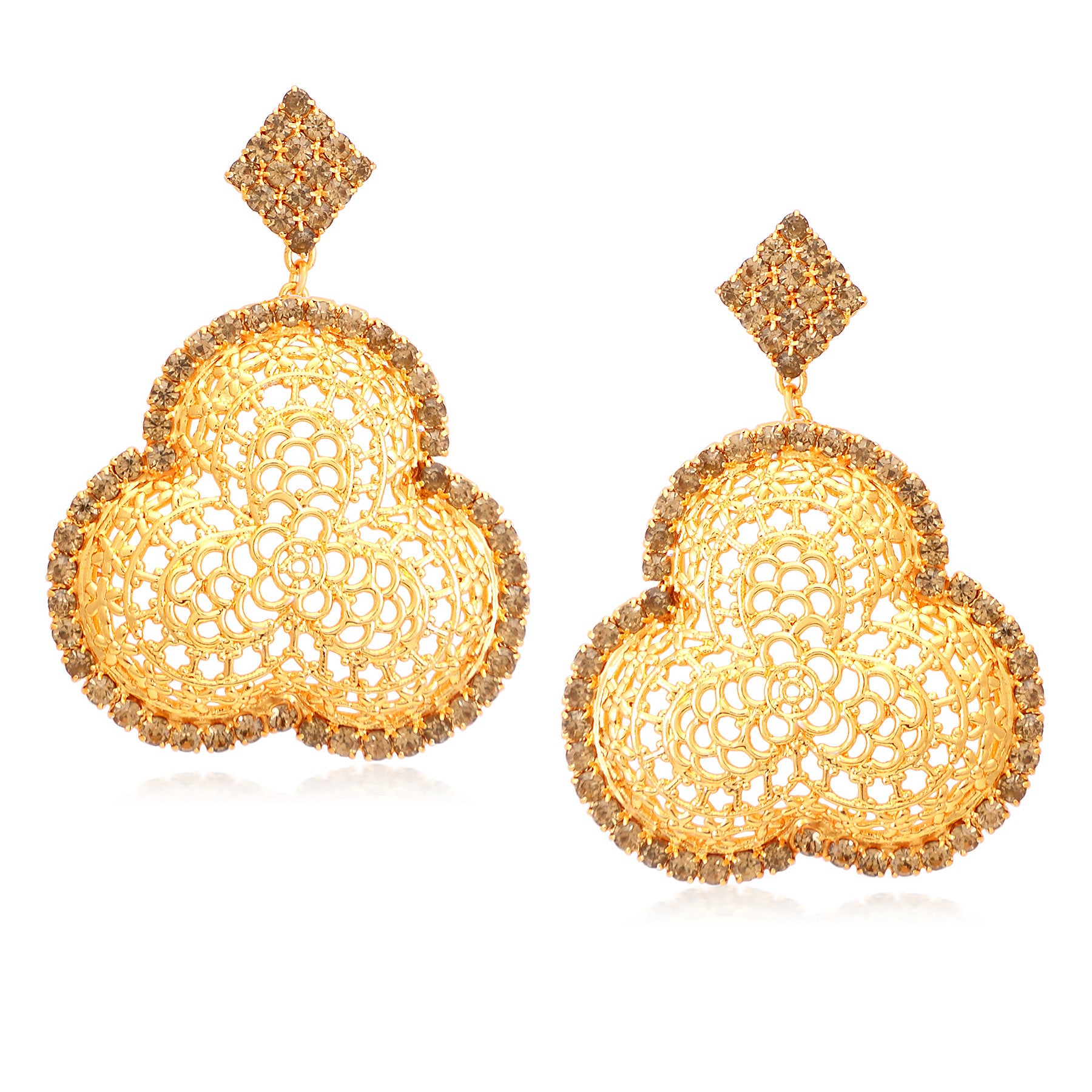 Sukkhi Glimmery Gold Plated AD With LCT Stone Collar Necklace Set For Women-2