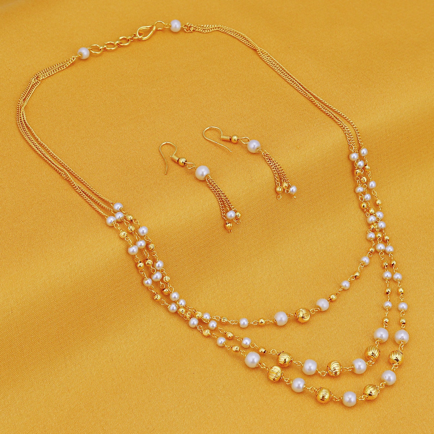 Sukkhi Modern 3 String Gold Plated Necklace Set for Women