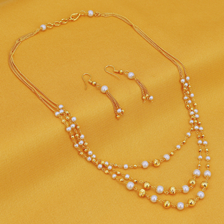 Sukkhi Modern 3 String Gold Plated Necklace Set for Women