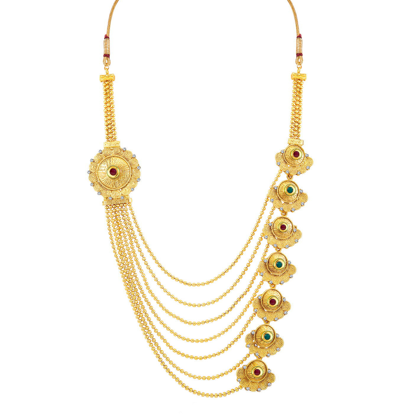 Sukkhi Eye-catchy Jalebi Design 7 String Gold Plated Necklace Set