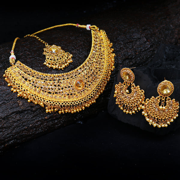 Sukkhi Traditional Gold Plated Choker Necklace Set for Women