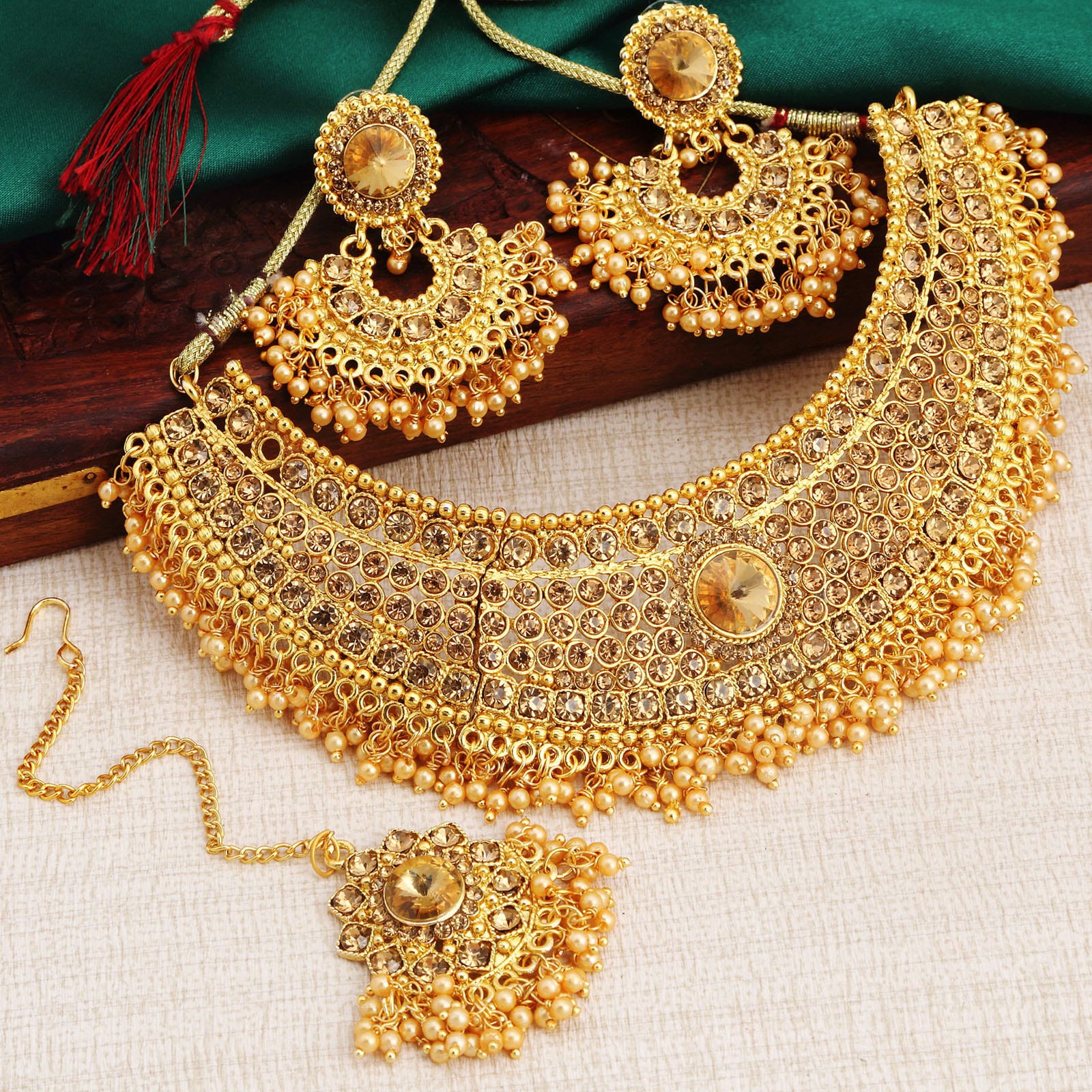 Sukkhi Traditional Gold Plated Choker Necklace Set for Women