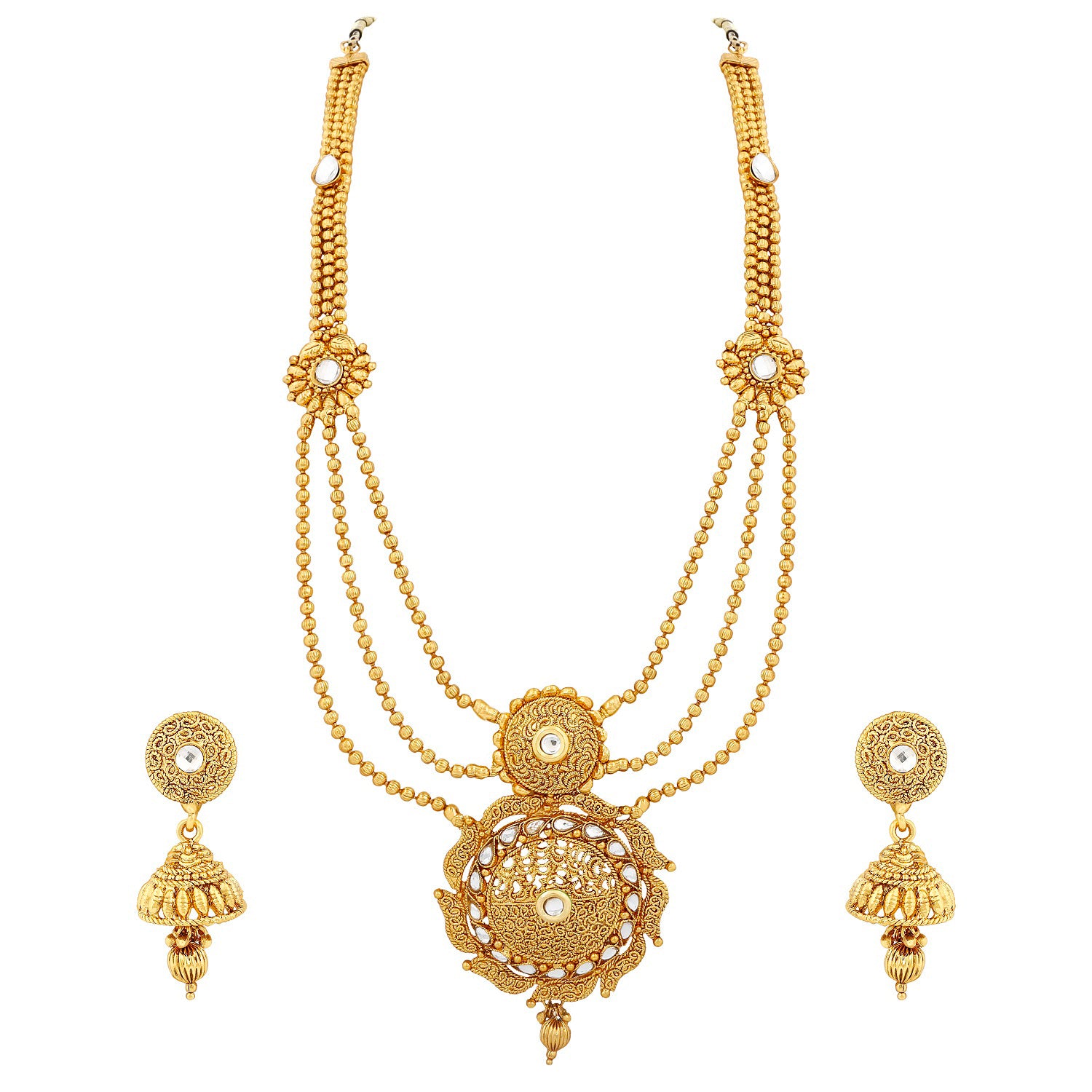 Trushi Adorable Gold Plated String Designer Long Necklace Set For Women