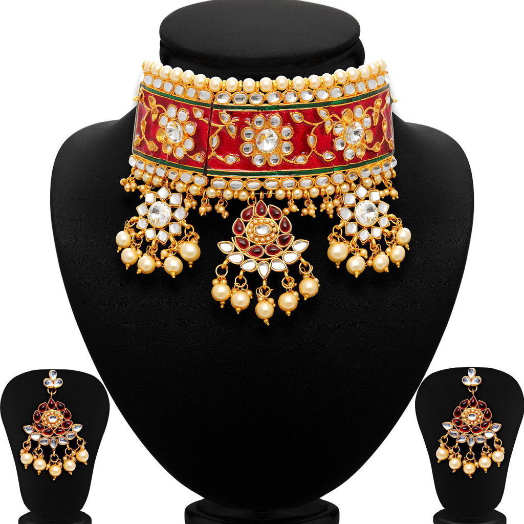 Sukkhi Padmavati Inspired Austrian Diamond choker necklace Set for Women