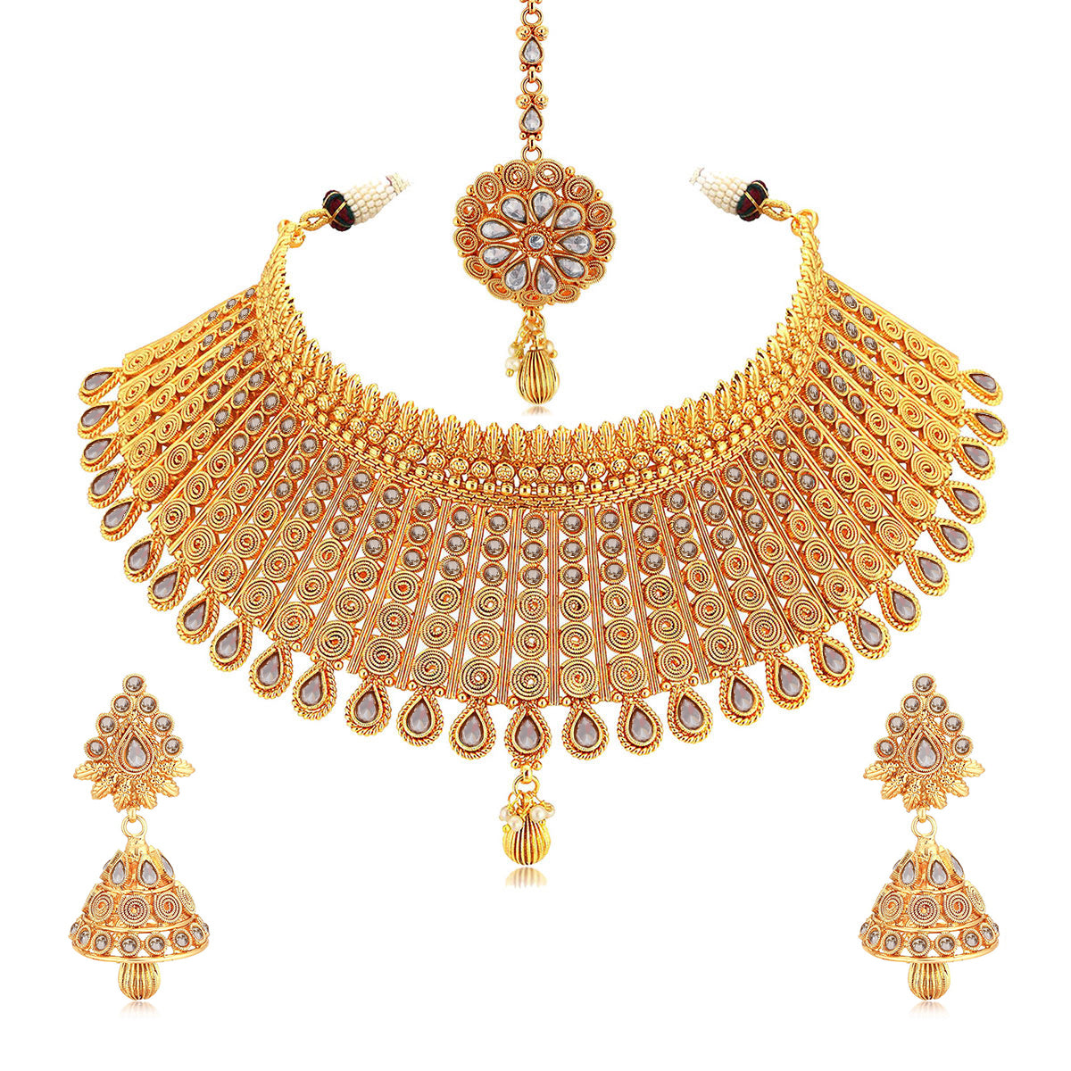 Sukkhi Exclusive Gold Plated Jalebi choker Necklace Set For Women