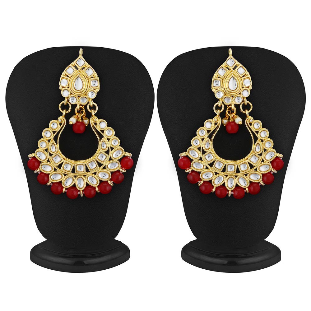 Sukkhi Kundan Modish Gold Plated Red Choker Necklace Set for women