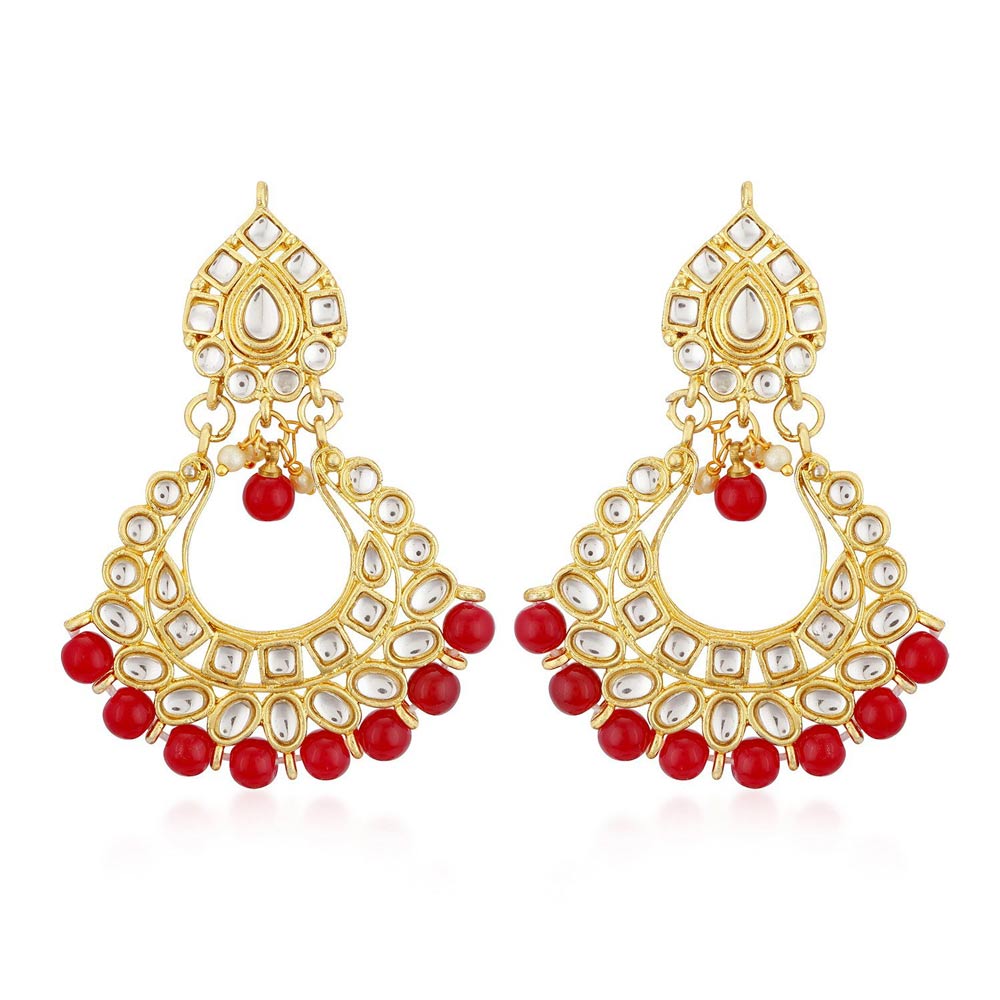 Sukkhi Kundan Modish Gold Plated Red Choker Necklace Set for women