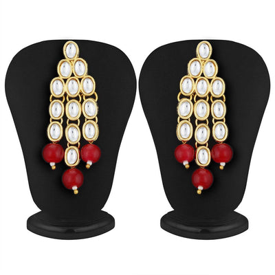 Sukkhi Kundan Astonish Gold Plated Long Haram Red Necklace Set for Women