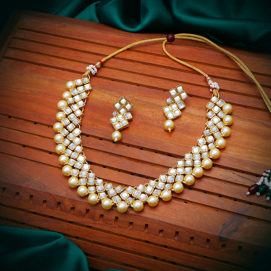 Sukkhi Lavish Gold Plated Kundan Choker Necklace Set for Women