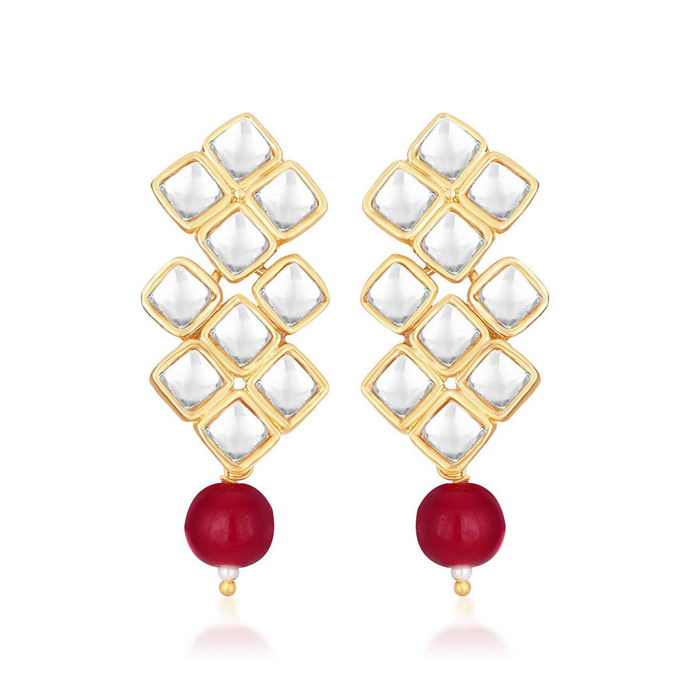 Sukkhi Kundan Modish Gold Plated Red Choker Necklace Set for Women
