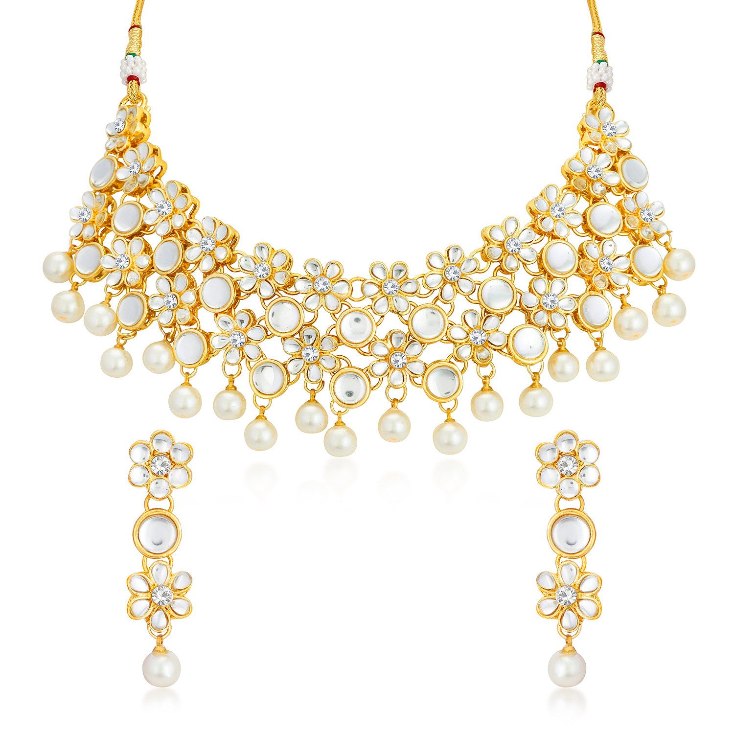 Sukkhi Astonish Floral Gold Plated Kundan Necklace Set for Women