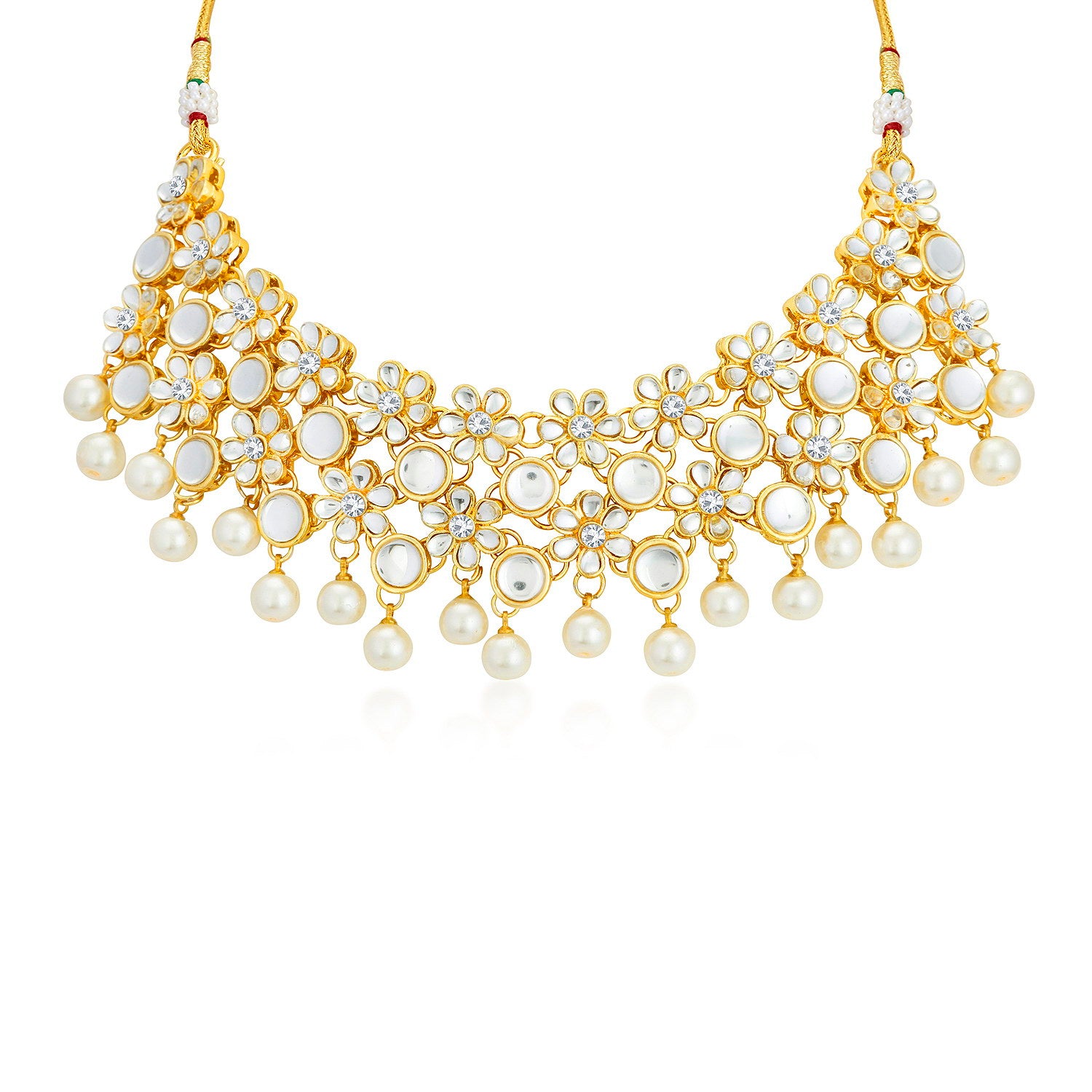 Sukkhi Astonish Floral Gold Plated Kundan Necklace Set for Women