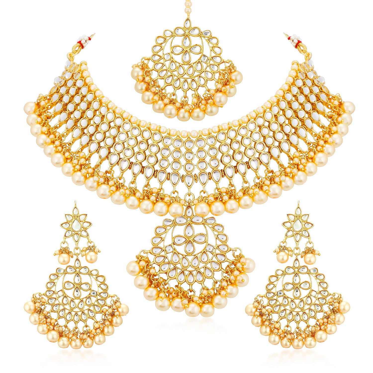 Sukkhi Trendy Gold Plated Kundan & Pearl Choker Necklace Set Worn By Karisma Kapoor