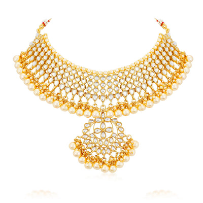 Sukkhi Trendy Gold Plated Kundan & Pearl Choker Necklace Set Worn By Karisma Kapoor