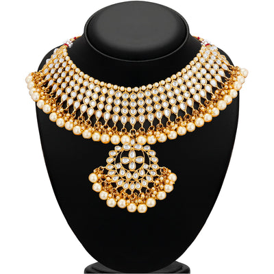 Sukkhi Trendy Gold Plated Kundan & Pearl Choker Necklace Set Worn By Karisma Kapoor