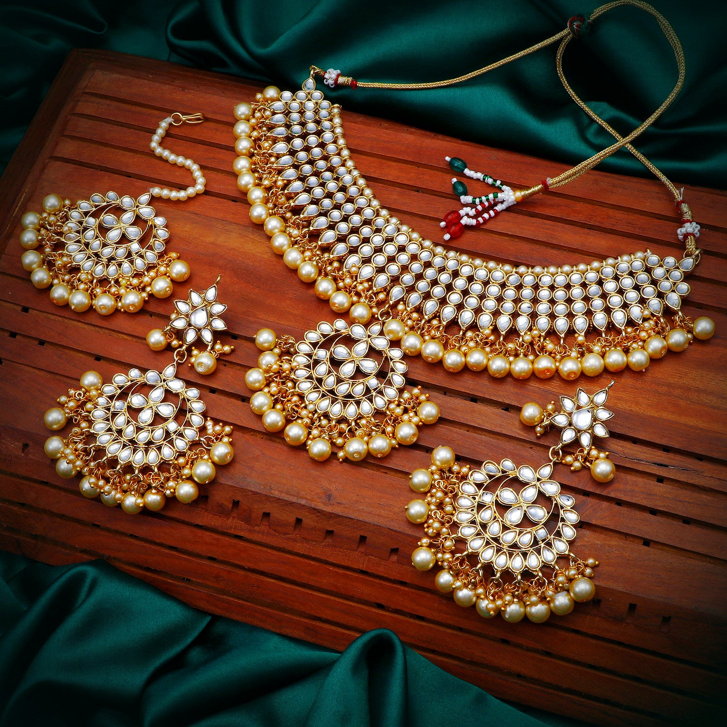 Sukkhi Trendy Gold Plated Kundan & Pearl Choker Necklace Set Worn By Karisma Kapoor