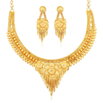 Sukkhi Traditional 24 Carat 1 Gram Gold Jewellery Necklace Set for Women