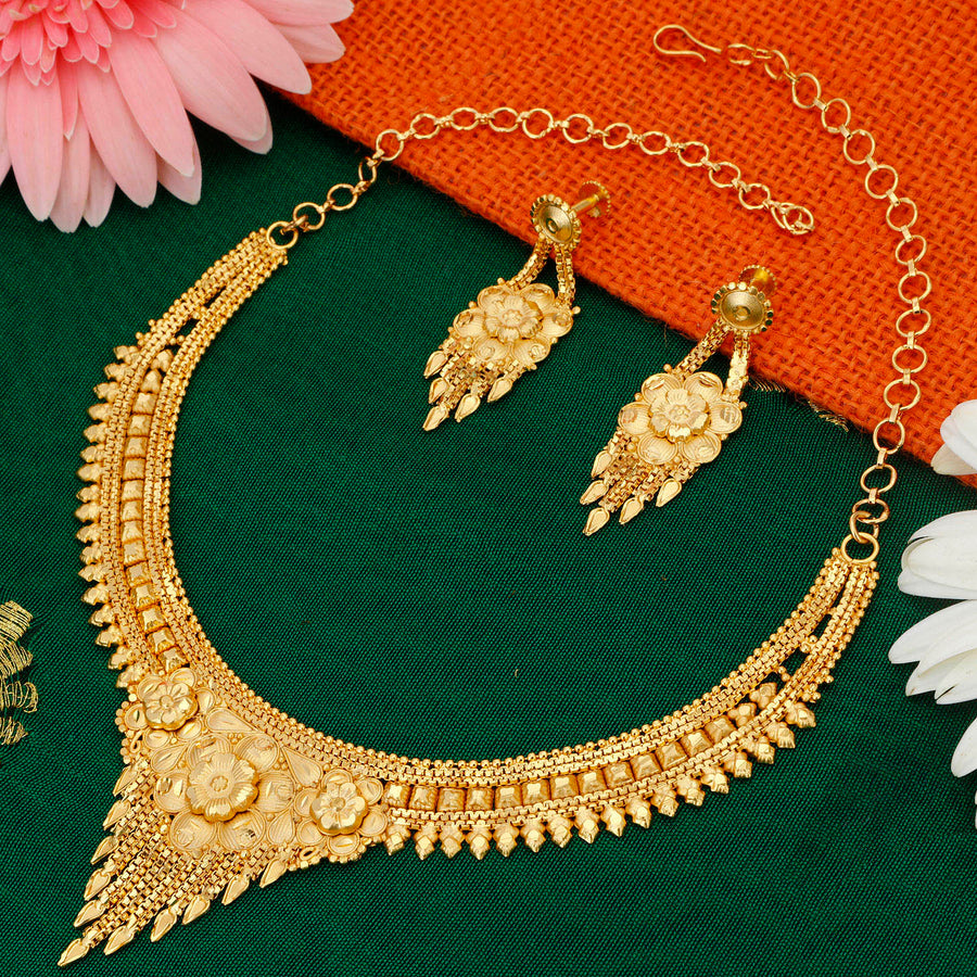 Sukkhi Traditional 24 Carat 1 Gram Gold Jewellery Necklace Set for Women