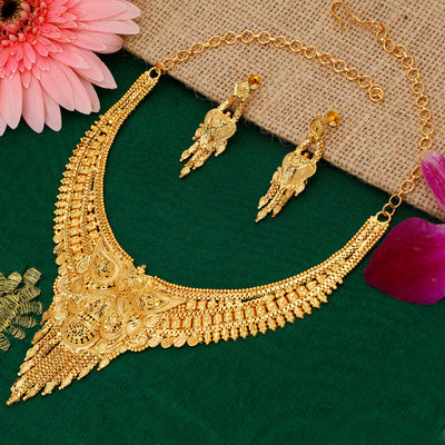 Sukkhi Designer Alloy 24 Carat 1 Gram Gold Jewellery Necklace Set for Women