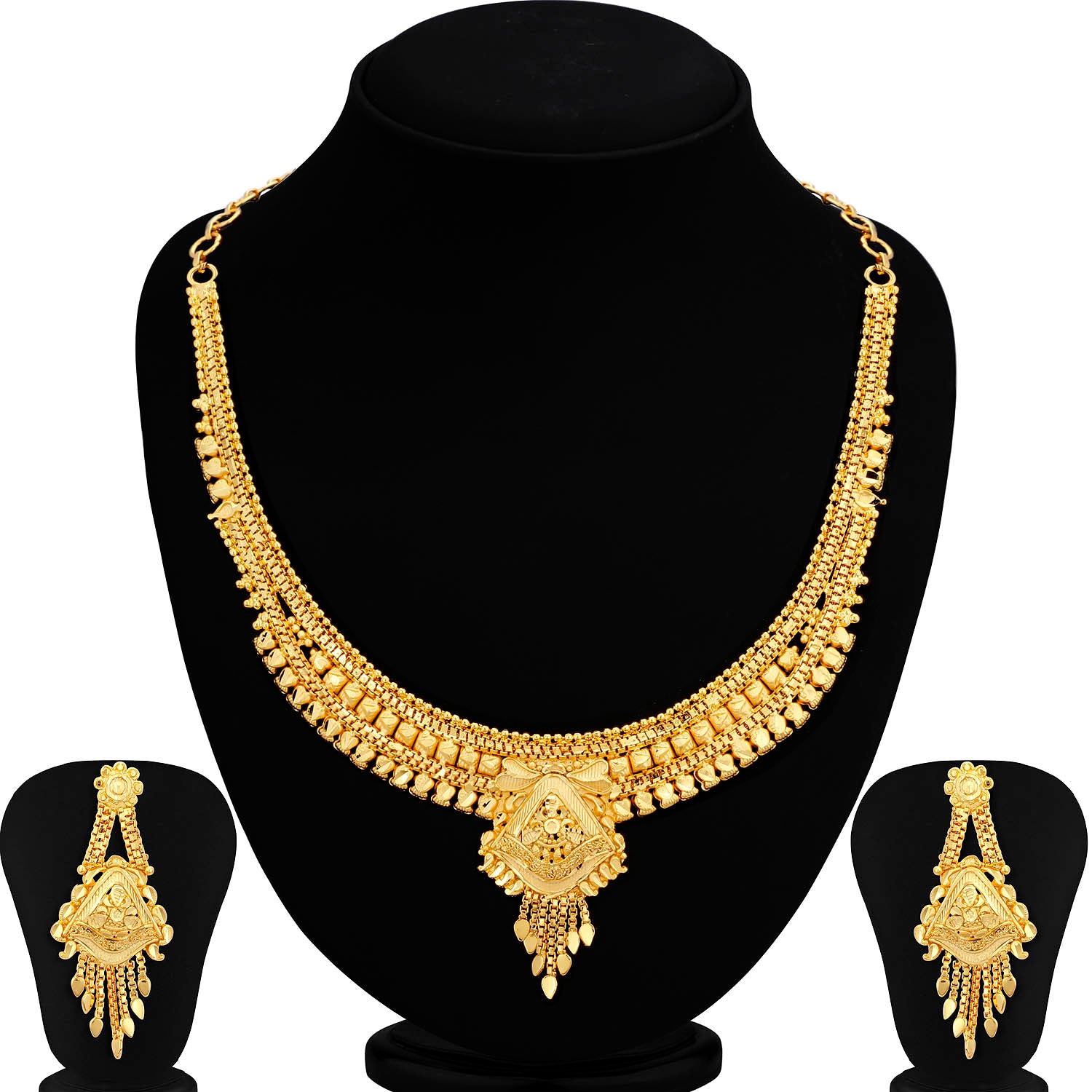 Sukkhi Gleaming Alloy  24 Carat 1 Gram Gold Jewellery Necklace Set for Women