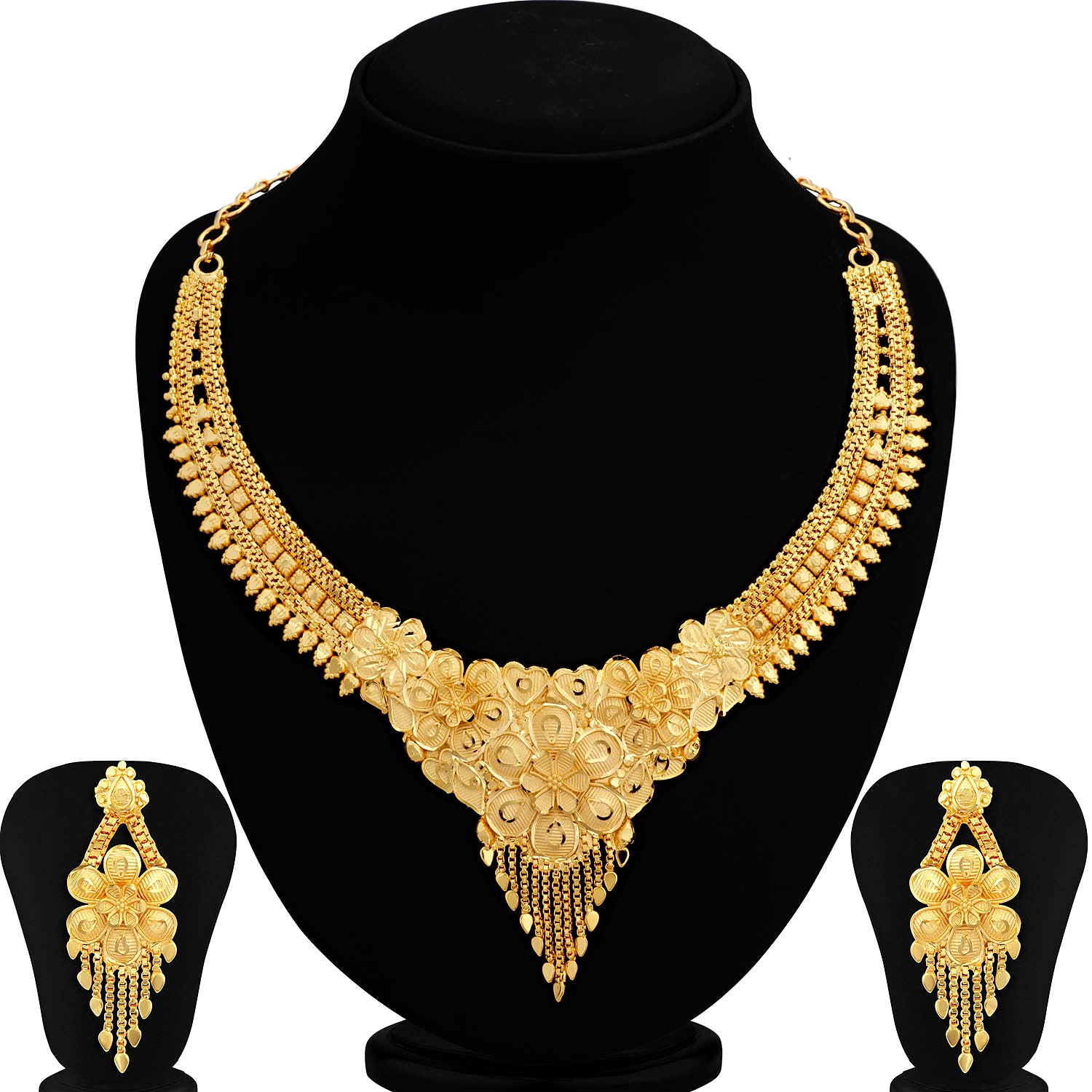 Indian Punjabi Jadau Gold Necklace Set / Punjabi Jewelery /One Gram Gold  Set / | eBay