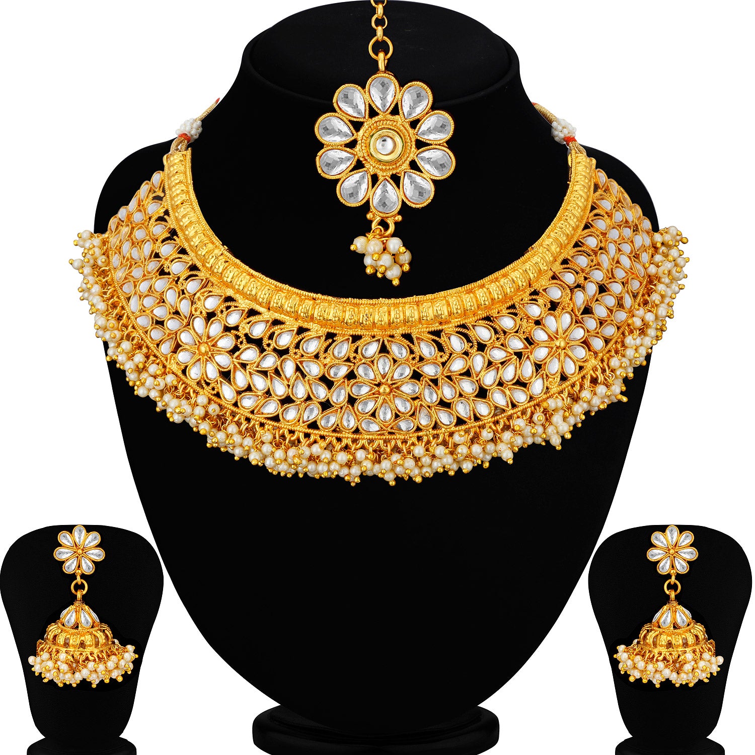 Sukkhi Antique Rajwadi Gold Plated Choker Necklace Set For Women