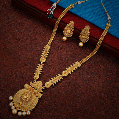 Sukkhi Cluster Gold plated Long Haram Necklace Set for Women