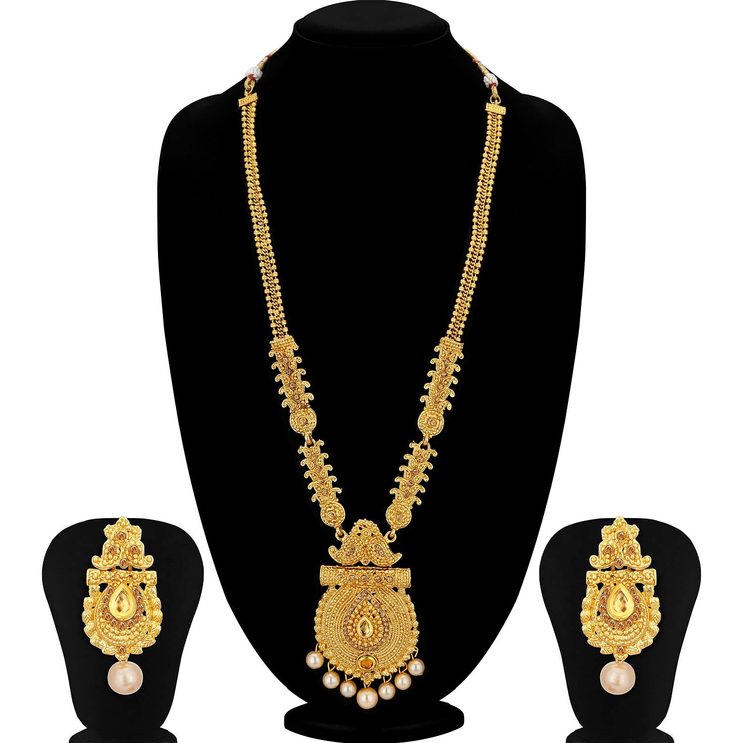 Sukkhi Cluster Gold plated Long Haram Necklace Set for Women