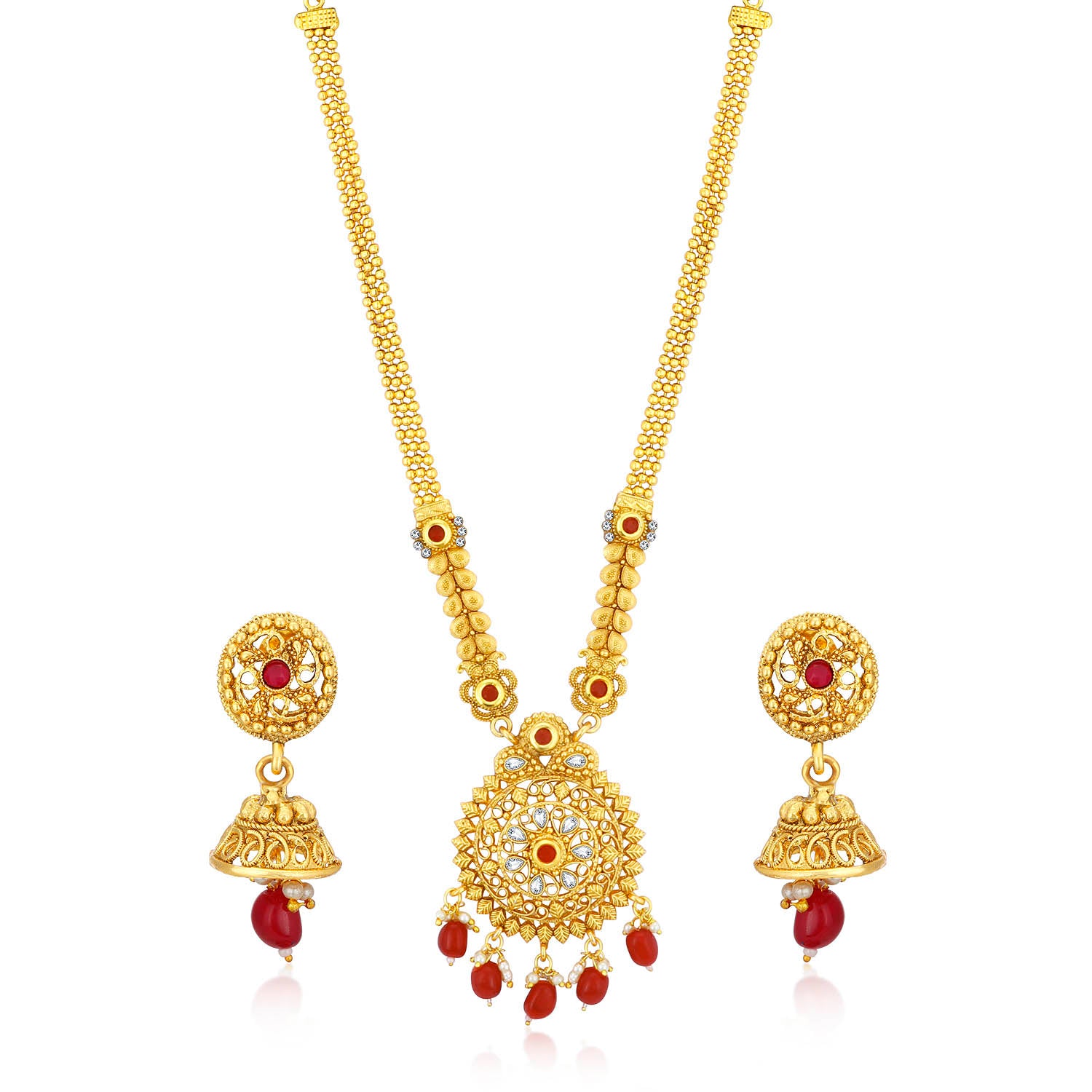 Sukkhi Ritzy Gold plated Alloy Long Haram Necklace Set for Women