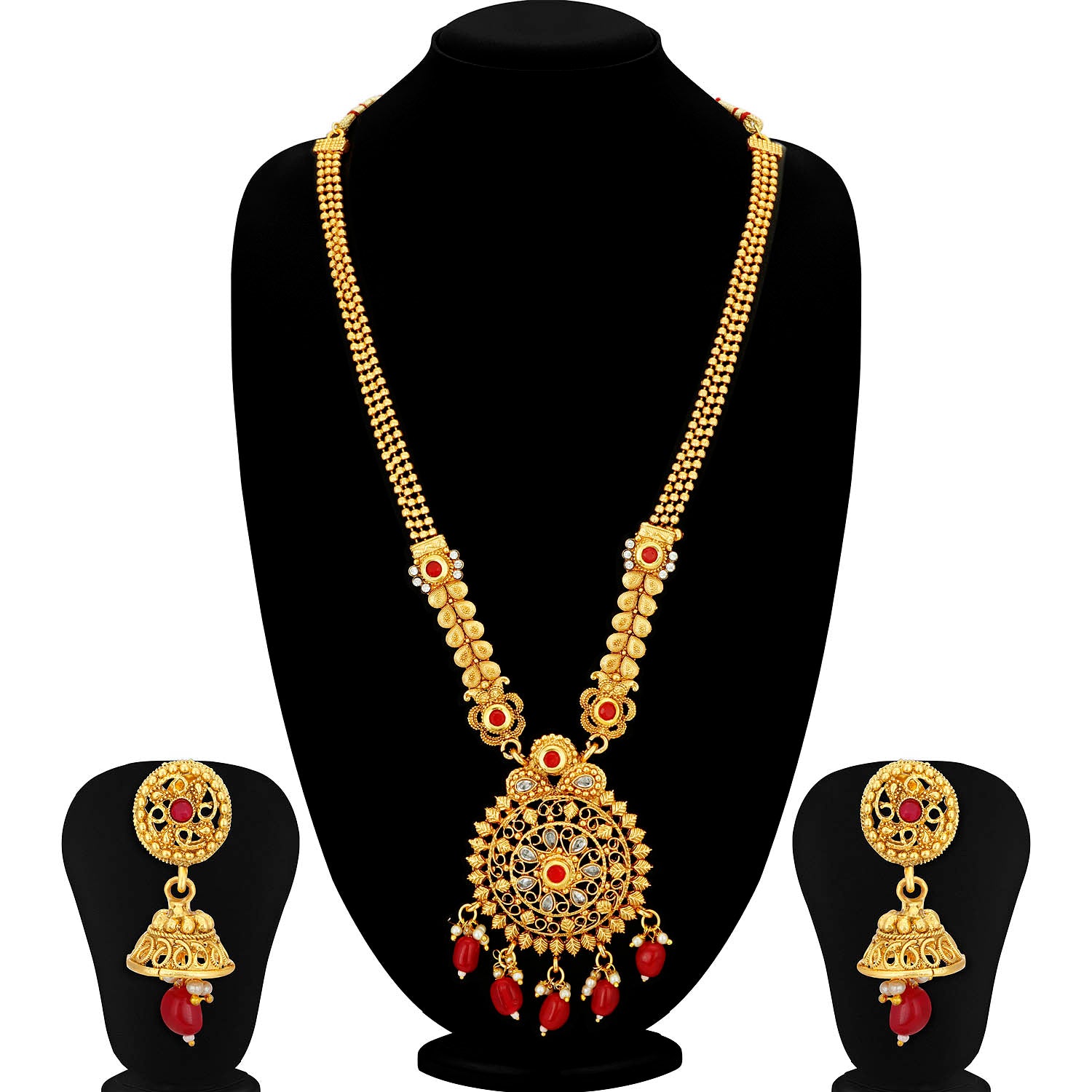Sukkhi Ritzy Gold plated Alloy Long Haram Necklace Set for Women