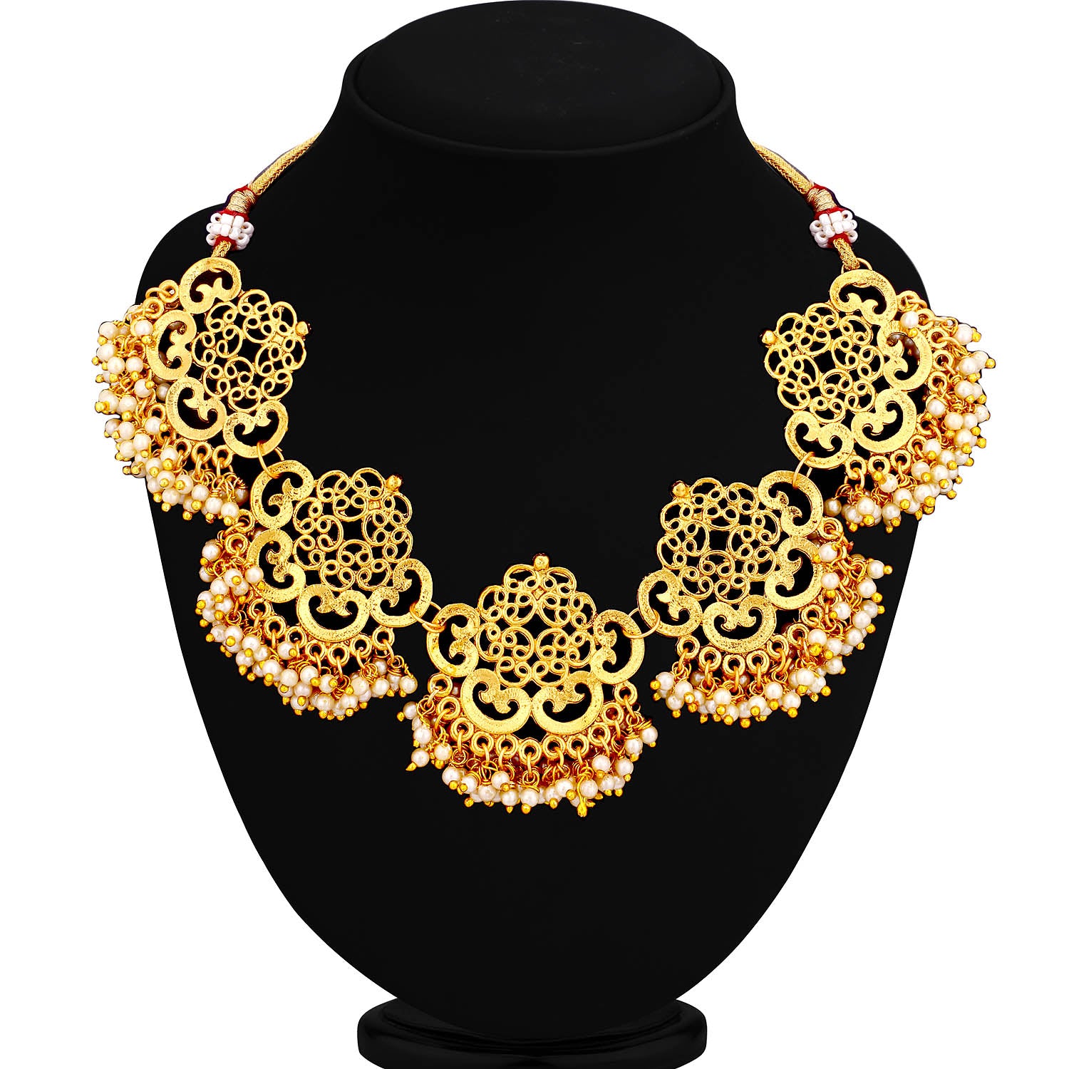 Sukkhi Gold Plated Filigree Pearl Necklace Set For Women