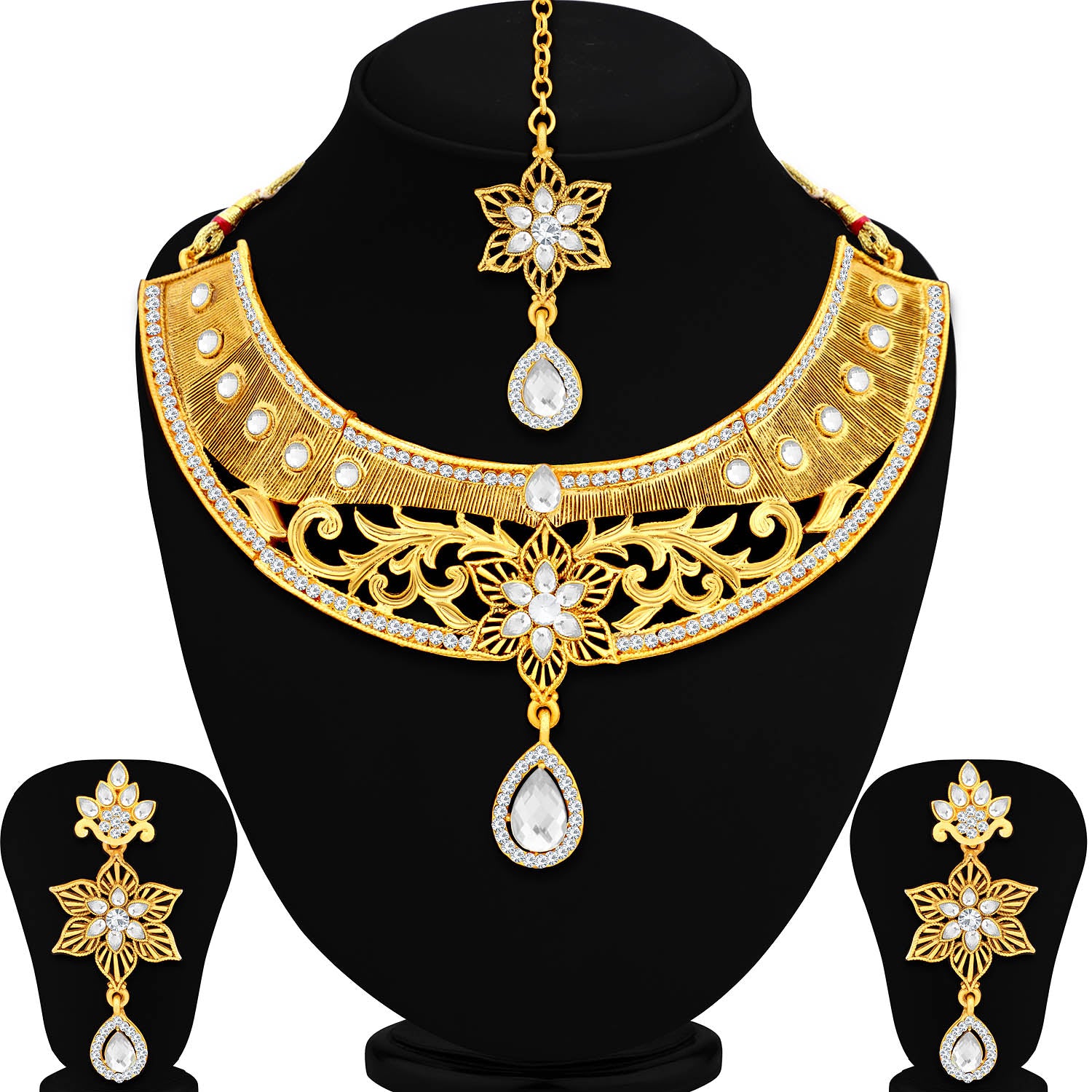 Sukkhi Elegant Gold Plated Kundan Choker Necklace Set For Women
