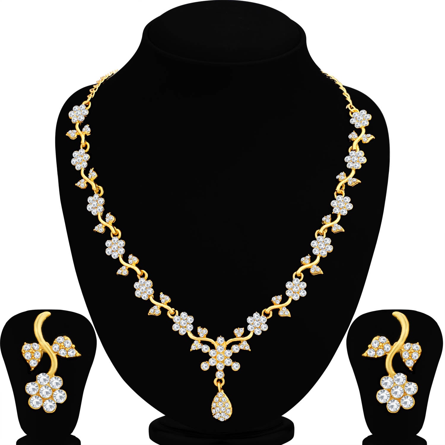 Sukkhi Ethnic Floral Gold Plated Floral Necklace Set for Women