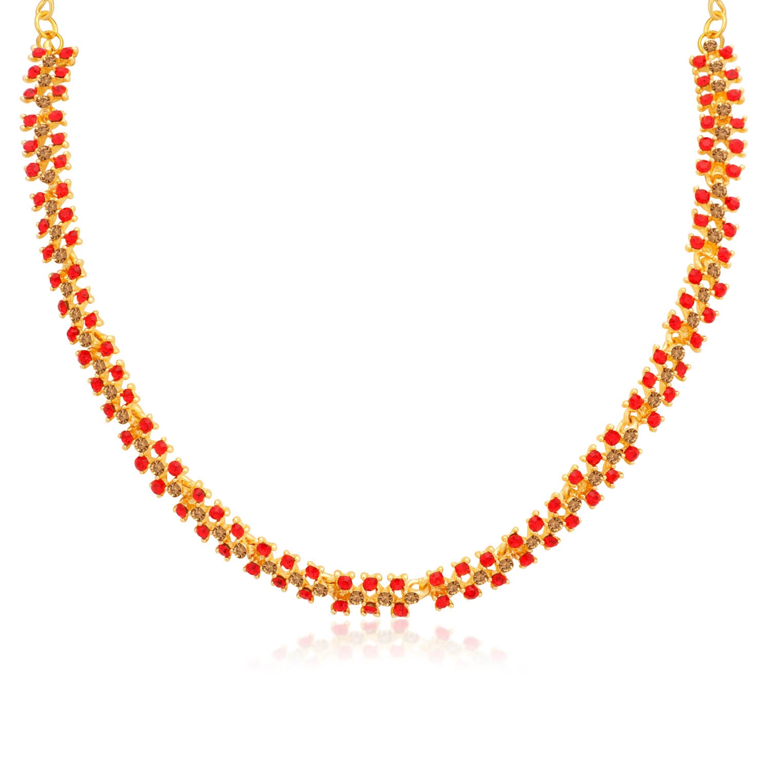 Sukkhi Divine LCT and Red Stone Gold Plated Necklace Set for Women
