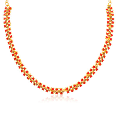 Sukkhi Divine LCT and Red Stone Gold Plated Necklace Set for Women