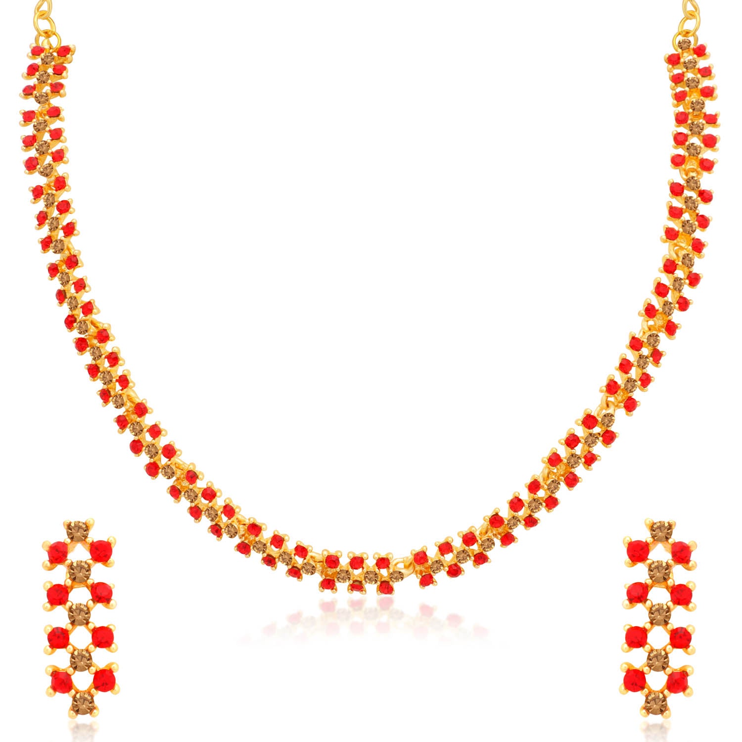 Sukkhi Divine LCT and Red Stone Gold Plated Necklace Set for Women