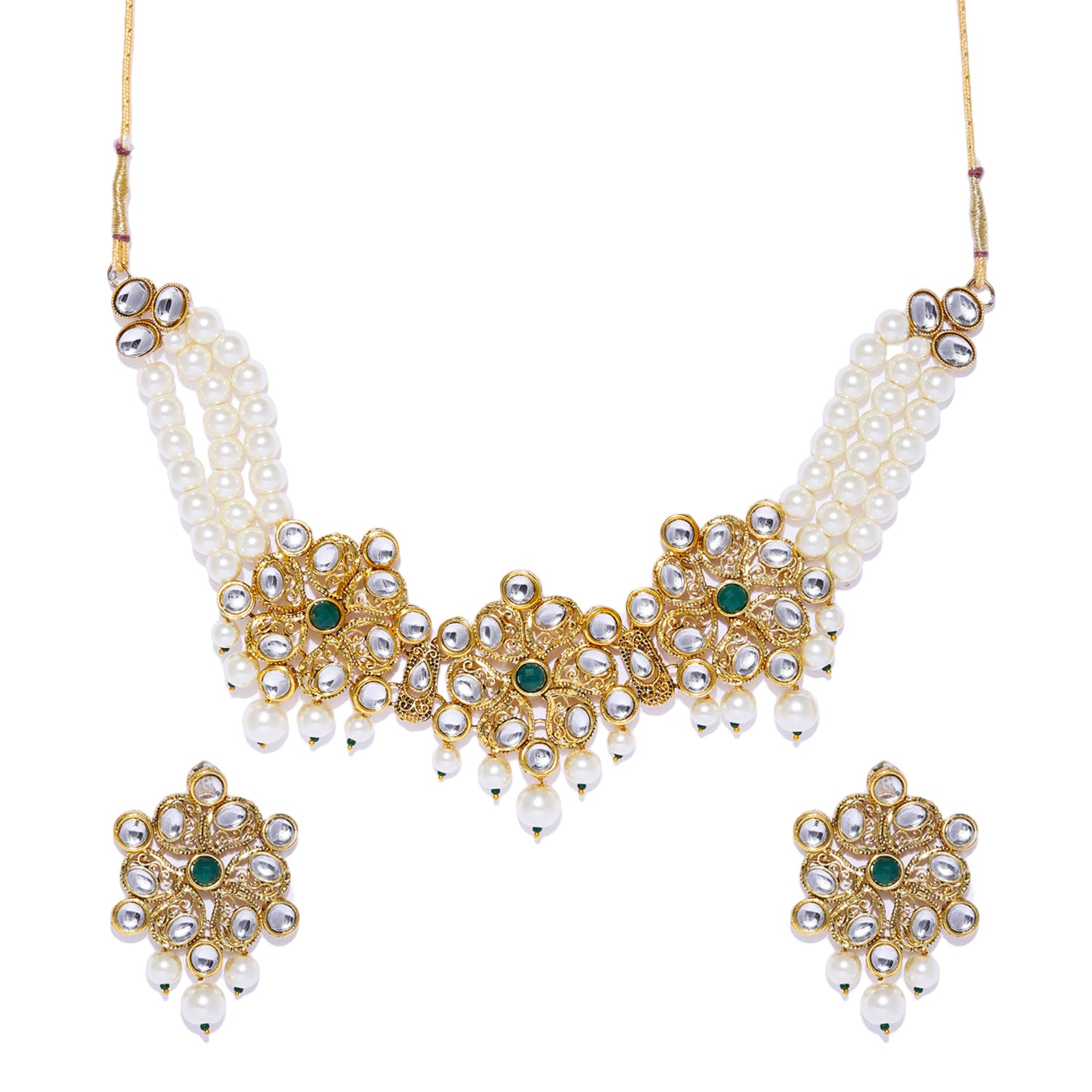 Sukkhi Ravishing Kundan Gold Plated Pearl Choker Necklace Set for Women