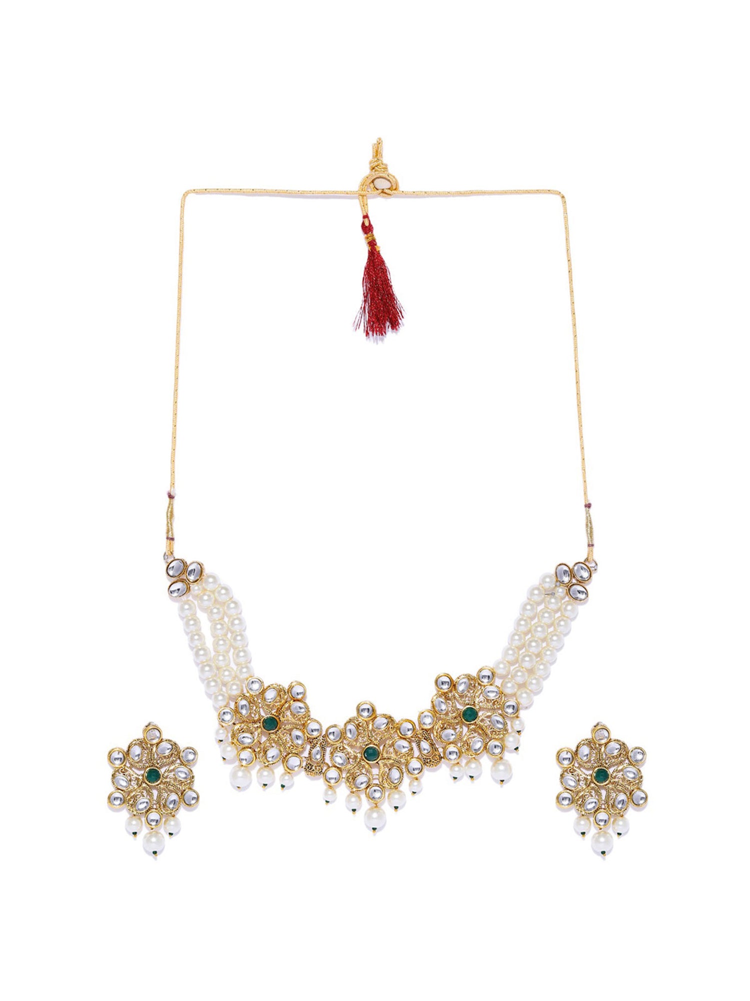 Sukkhi Ravishing Kundan Gold Plated Pearl Choker Necklace Set for Women