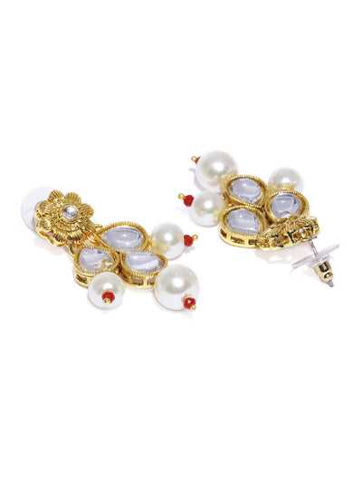 Sukkhi Elegant Kundan Gold Plated Pearl Floral Choker Necklace Set for Women