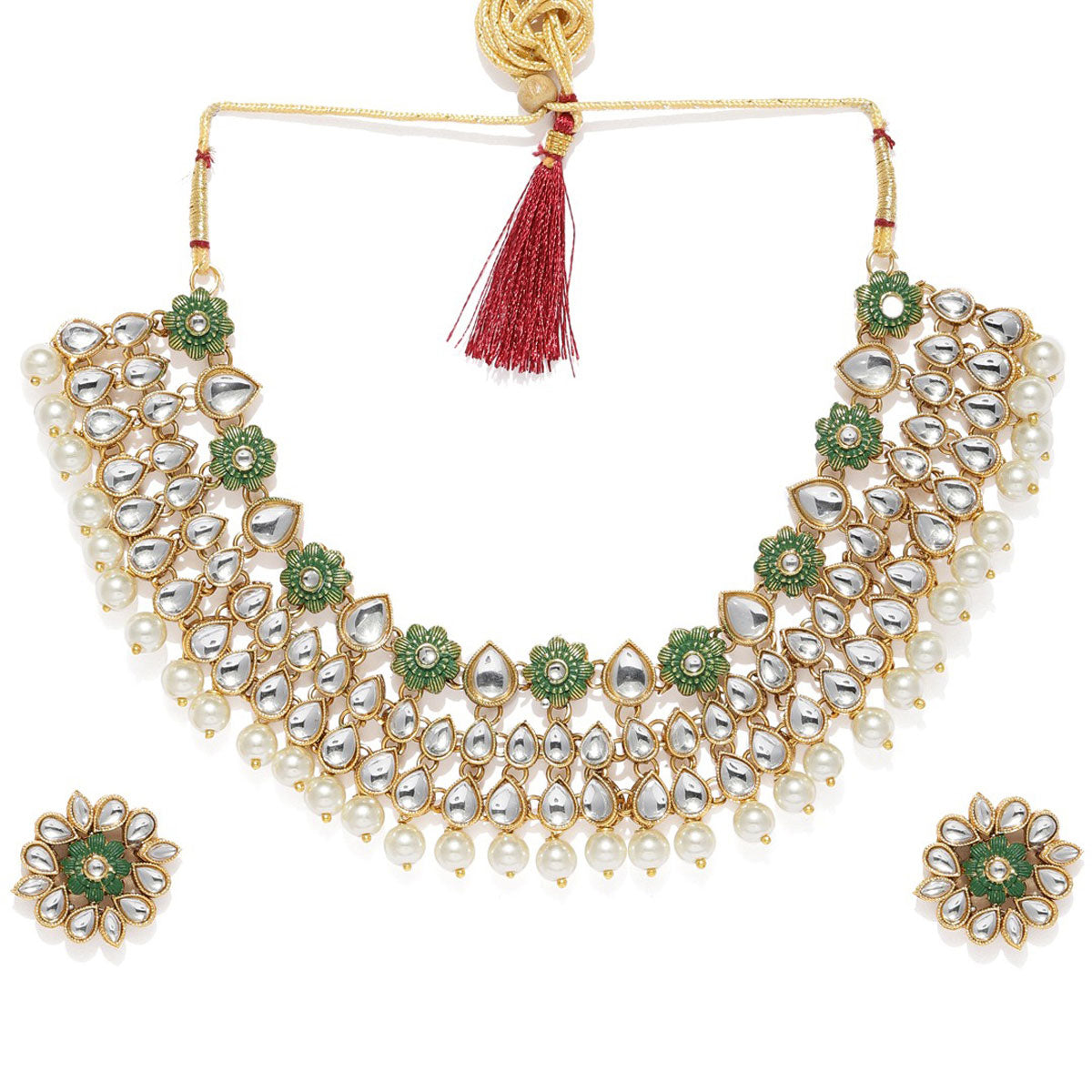 Sukkhi Lavish Kundan Gold Plated Pearl Choker Necklace Set for Women