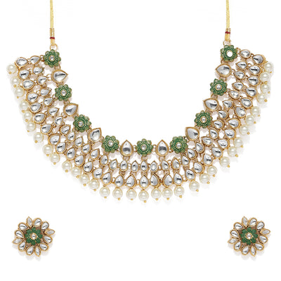 Sukkhi Lavish Kundan Gold Plated Pearl Choker Necklace Set for Women