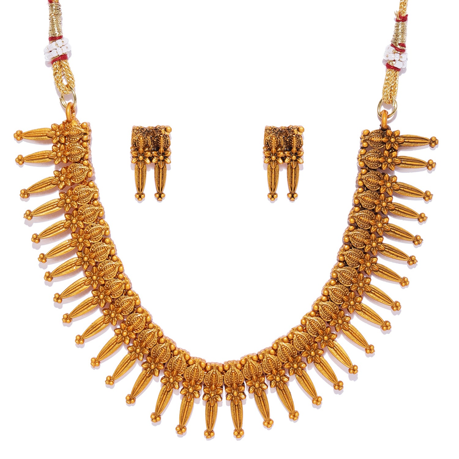 Sukkhi Decent Gold Plated Floral Collar Necklace Set for Women