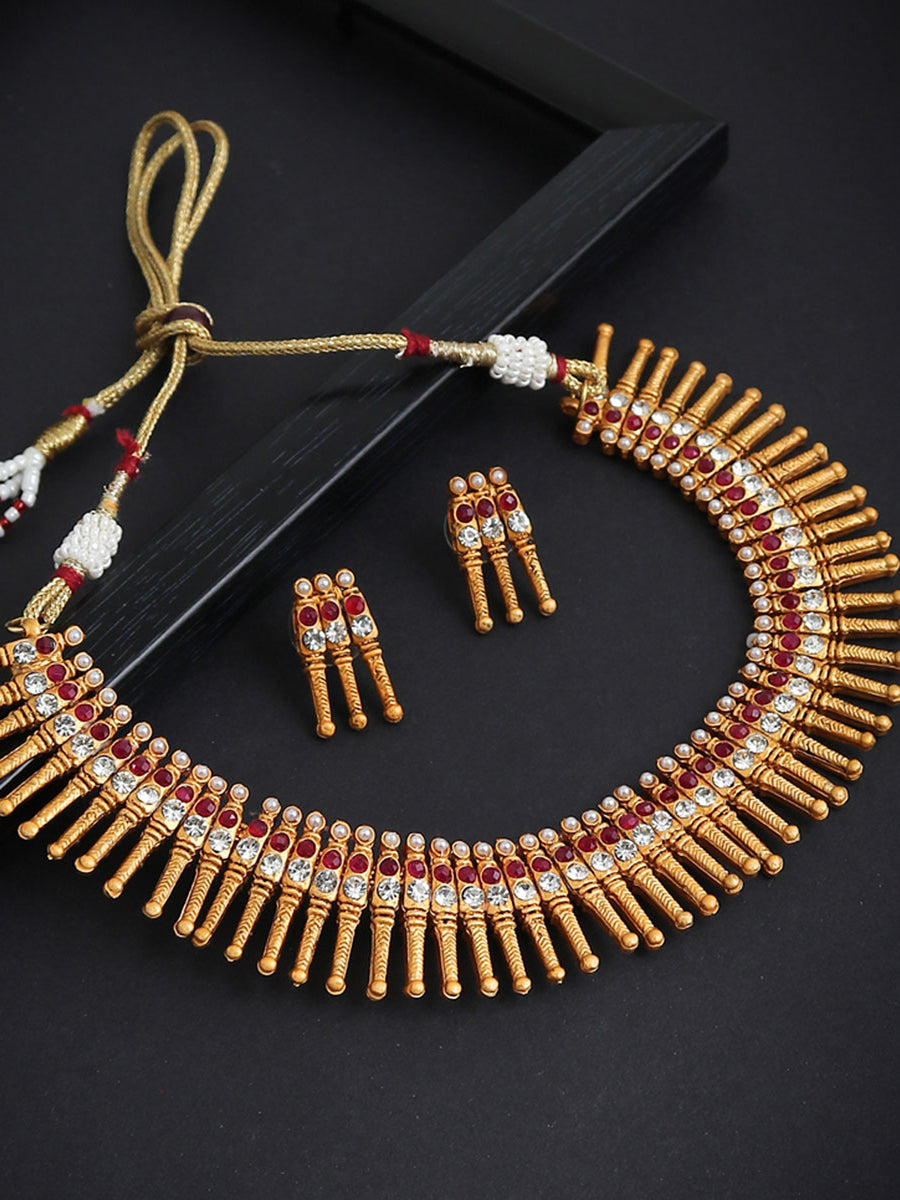 Sukkhi Sensational Gold Plated Austrian Diamond Choker Necklace Set for Women