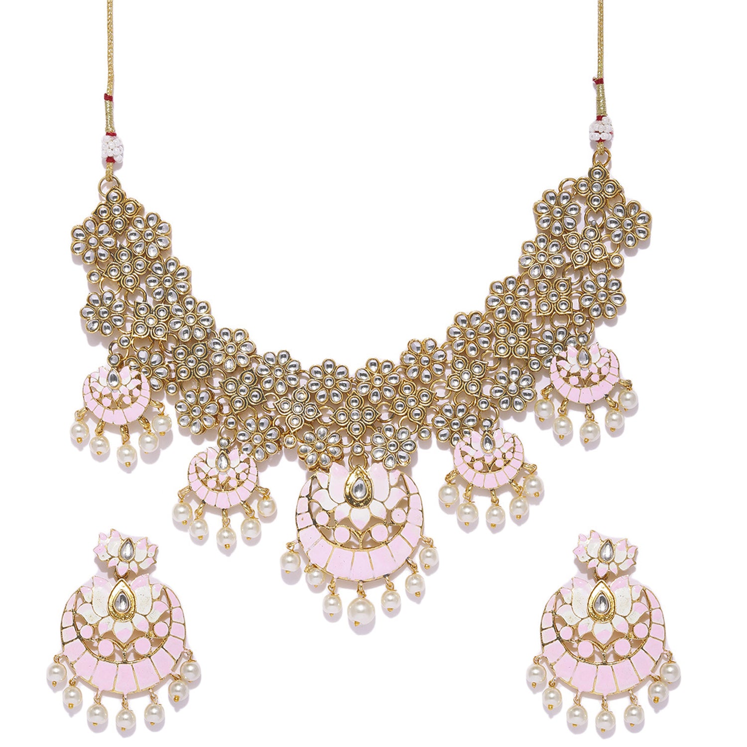 Sukkhi Designer Kundan Gold Plated Meenakari Pearl Choker Necklace Set for Women