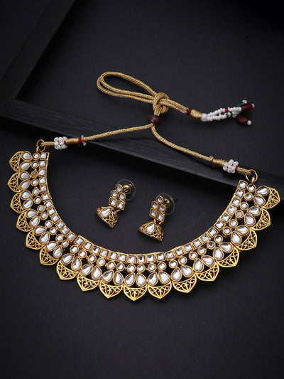 Sukkhi Resplendent Gold Plated Kundan Choker Necklace Set for Women