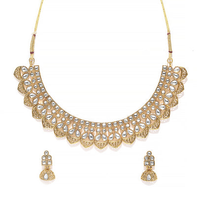 Sukkhi Resplendent Gold Plated Kundan Choker Necklace Set for Women
